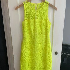 J. Crew Neon yellow lace shift dress